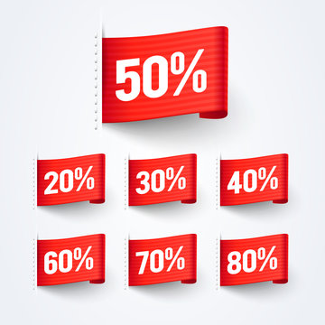 Vector Illustration 50% Off Sales Discount Label Flag Set