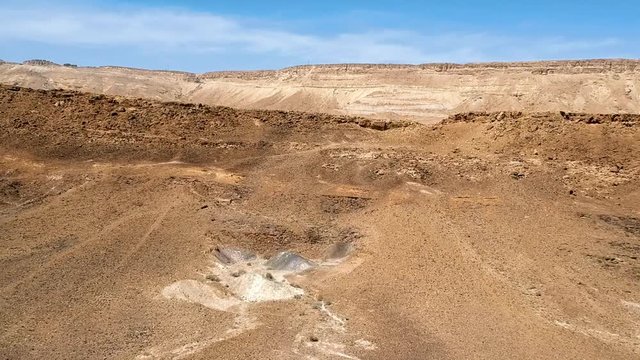 Aerial view of fly abobe Makhtesh Ramon crater