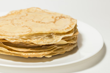 Isolated pancakes on white backgdound, pancakes on white plate