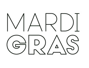 mardi grass calligraphy postcard