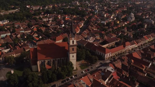 Aerial view of the Evangelical Church in Bistrita