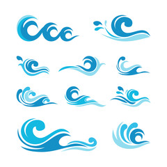 Fototapeta na wymiar Set of Water Wave element collections Icon Logo vector
