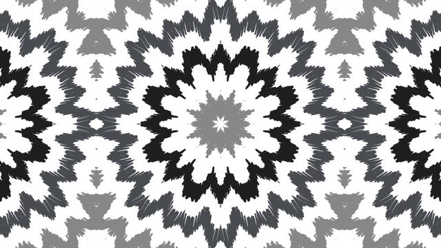 Kaleidoscope seamless loop sequence mandala patterns abstract multicolored motion graphics background. Ideal for yoga, clubs, shows