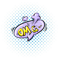 Comic speech bubble with expression text OMG. Vector bright dynamic cartoon illustration in retro pop art style isolated on white background.