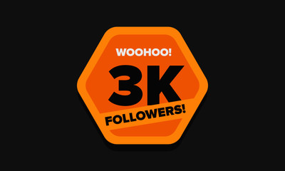 Woohoo 3K Followers Sticker for Social Media Page or Profile Post