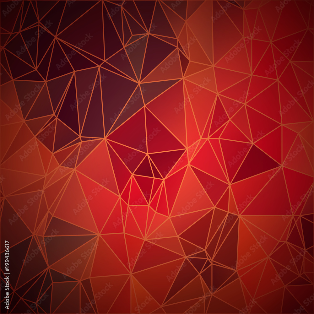 Wall mural abstract geometric background and triangle pattern, mosaic. polygon shape structure. vector orange b