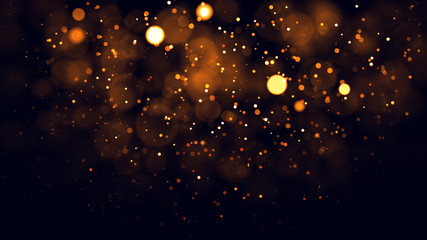 Gold abstract bokeh background. real backlit dust particles with real lens flare.