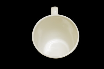 white coffee cup isolated on black background 