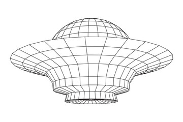 UFO spaceship wireframe low poly mesh. Vector illustration © newb1