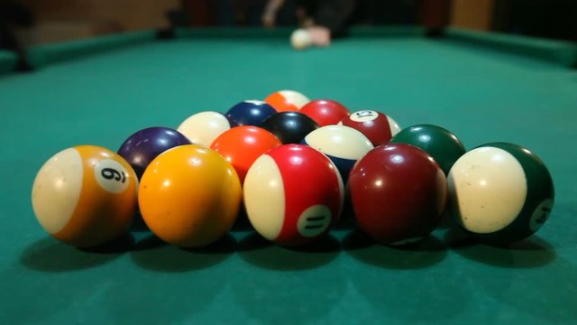 Billiard opening break shot ,american pool