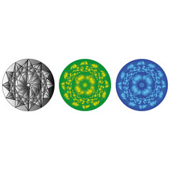 Geometric pattern symbols fractale pentagram astrology stamp label symbol amulet runes