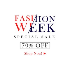 Fototapeta na wymiar Fashion Week Special Sale 70% off Vector Template Design Illustration