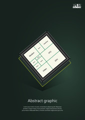 Graphic illustration with geometric pattern. Processor and chip, engineering and tech, motherboard and computer design, vector illustration. Eps10 Vector illustration.