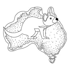 wild tasmanian devil creature over australian map