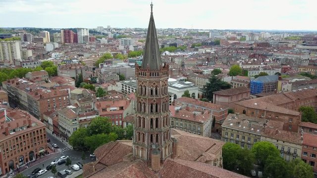 Basilique Saint-Sernin Toulouse France drone