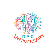 40 years anniversary  logo, emblem, card.