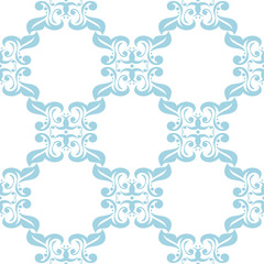 Blue floral seamless pattern on white background