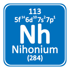Periodic table element nihonium icon.