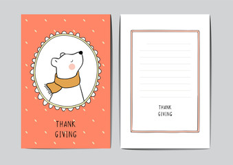 Vector illustration template greeting card of white bear