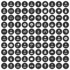 100 headhunter icons set black circle