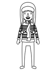 young man with winter clothes and hat