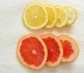cut lemon and grapefruit