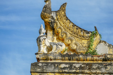 Burmese Architecture. Traditional Carved Decorated Roofs in Myanmar (Burma)