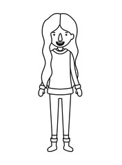 young woman with winter clothes