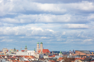 City center of Munich with the Frauenkirche and clouds