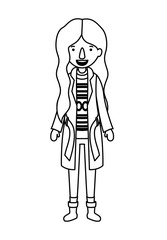 young woman with winter clothes