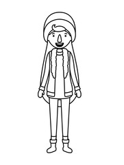 young woman with winter clothes and hat