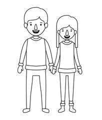 couple with winter clothes characters