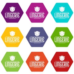 Lingerie design icons set 9 vector
