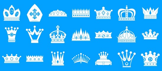 Fototapeta na wymiar Crown icon blue set vector