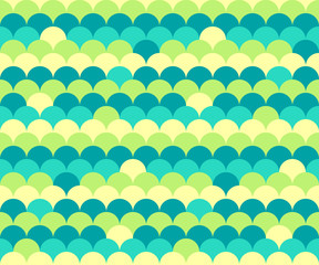 Simple colorful spring green circles, seamless geometric vector pattern - 199445435