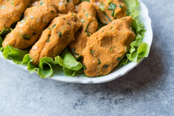 Turkish Food Mercimek Koftesi made Bulgur and Lentil Paste
