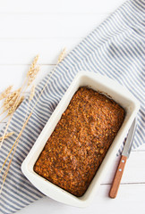 Vegan lenten carrot cake striped tablecloth white background