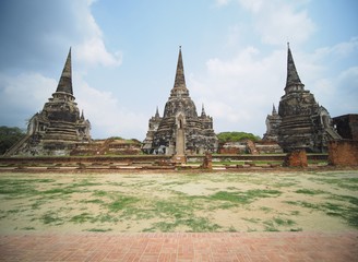 Fototapeta premium Pagoda of Wat Phra Si Sanphet the old Royal Palace in Thailand
