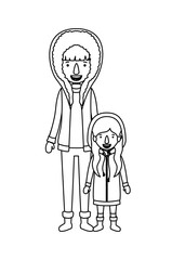 mother and daughter with winter clothes