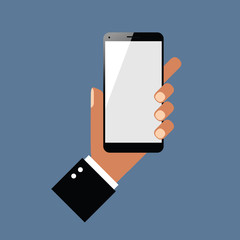 mobile phone in man hand illustration