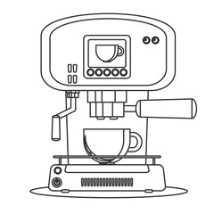 Contour icon coffee machine with a mug. Stock flat vector illustration.