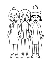 group of women with winter clothes