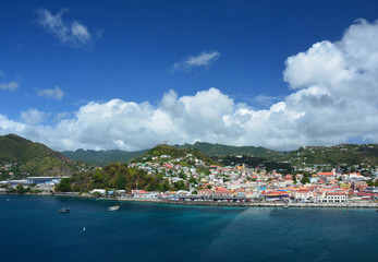 Fototapeta na wymiar Saint George city port on Grenada