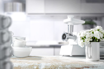 white kitchen background of free space for your decoration 