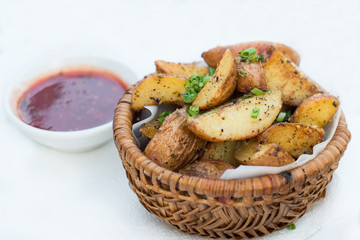 baked potatoes with sauce