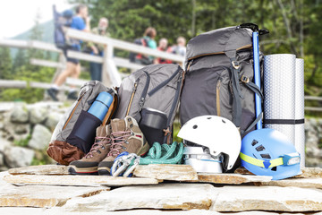 Fototapeta premium backpack and travel time 