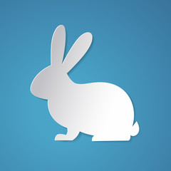 Easter rabbit designed in paper art style.