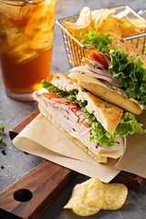 Turkey sandwich with cheese and herb mayonnaise