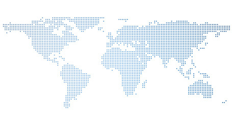 Dotted illustration of world map with blue gradient