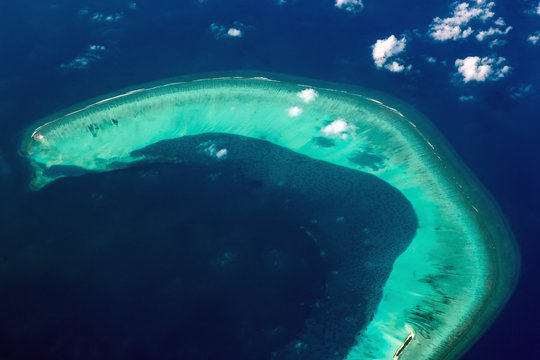 Maldives Atoll Aerial View Landscape Atoll And Islands